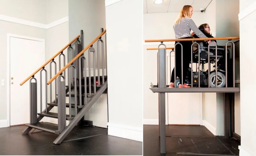 Verticale platformlift overbrugt hoogteverschil - plateaulift tweedehands kopen