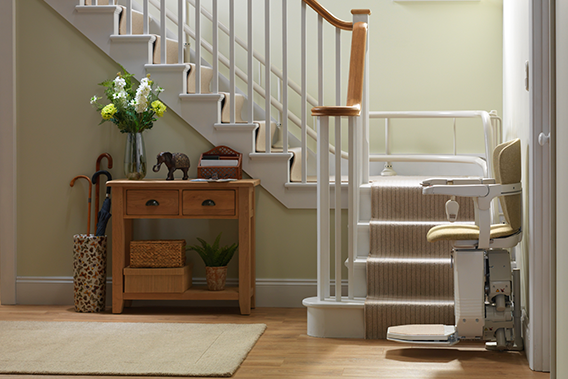 Curved Staircase staircase with curve with stairlift on