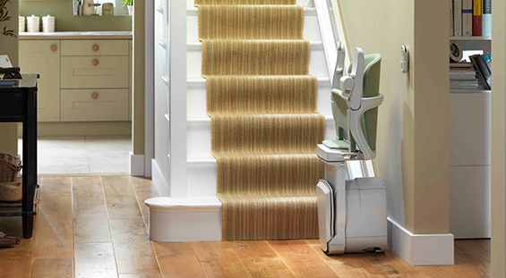 Stairlift folded in hallway