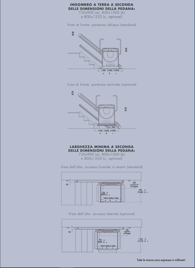 dimensioni stairiser bc servoscala per scale dritte